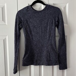 lululemon athletica Navy Heathered Winter Workout Long Sleeve Top